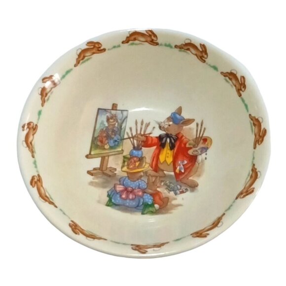 Vintage Royal Doulton Bunnykins Bowl 'Painting‎ a Portrait' English Bone … - Picture 2 of 7